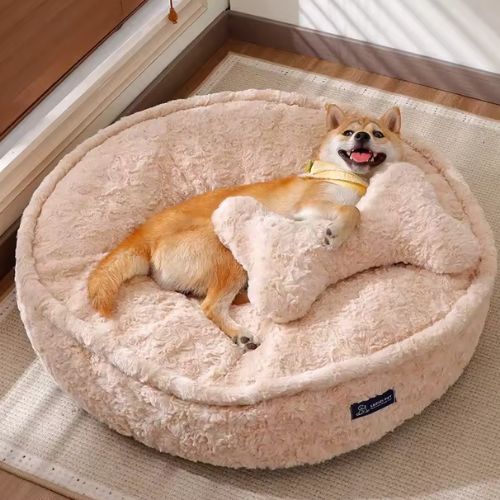 Coussin chien design et fonctionnel, parfait pour les maĂźtres soucieux du confort de leur chien et de lâesthĂ©tique de leur intĂ©rieur.
