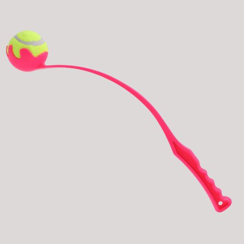 Lanceur de balle pour chien ergonomique rose pratique pour lancé loin sans se faire mal à l'épaule