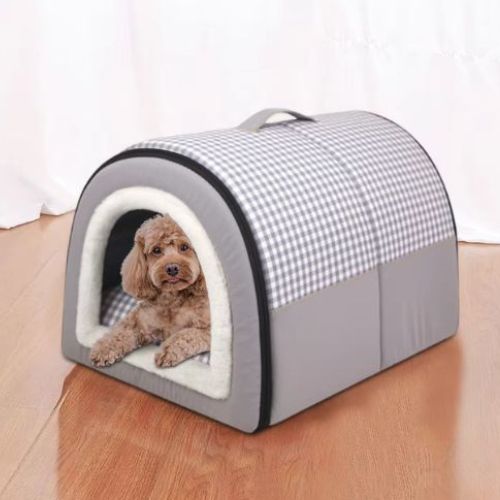 Confortable NICHE CHIEN INTERIEUR couleur grise idéale pour le repos des petits chiens