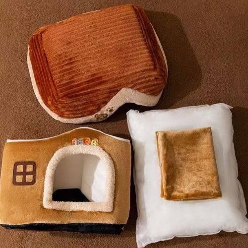 niche pour chien interieur marron demonter et son coussin dehousser pour le laver ou le ronger