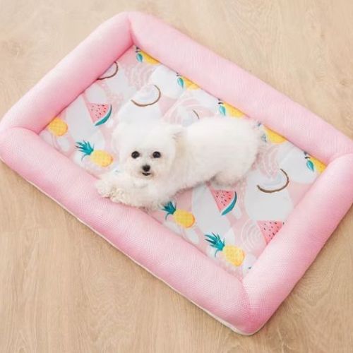 Tapis pour chien rafraichissant rose confortable et respirant pour petits et moyens chiens