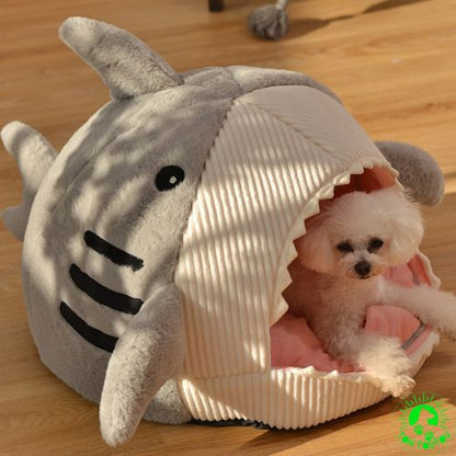 Niche-interieur-chien-requin-gris-petit-moyen-chien-niche-pour-chat-apaisant-confortable-design-mignon-doux-au-toucher-lavable-coussin-amovible-facile-a-deplacer