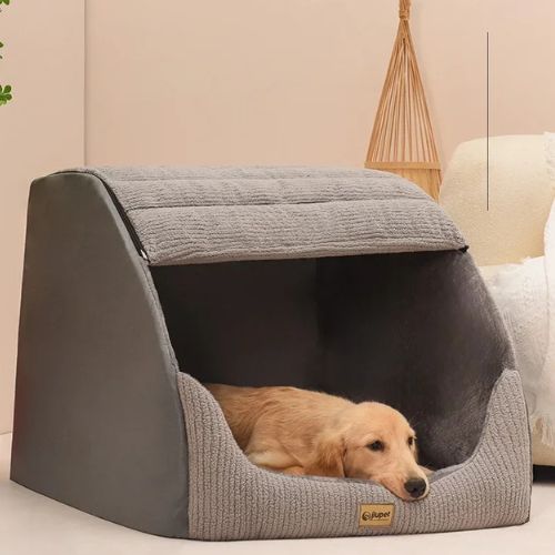 Confortable NICHE POUR CHIEN XXL INTERIEUR couleur grise idéale pour le repos des gros chiens