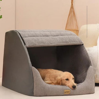Confortable NICHE POUR CHIEN XXL INTERIEUR couleur grise idéale pour le repos des gros chiens