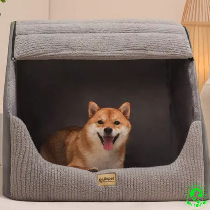 Niche-pour-chien-interieur-douillet-confortable-moelleuse-gris