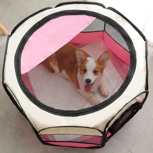 Parc pour chiens intérieur, modèle oxford rose pour chiens, chiots anxieux