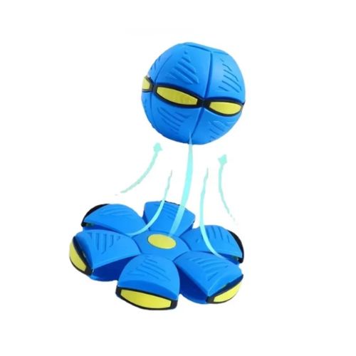 Balle pour chien Frisballe soucoupe volante bleue lumineuse en l'air après décollage