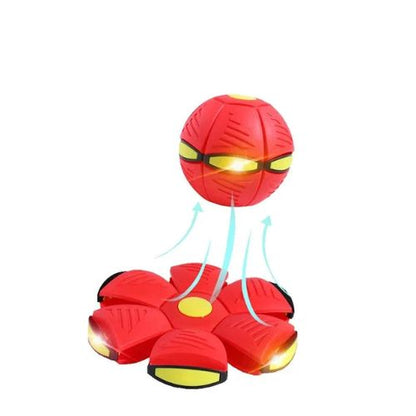 Balle pour chien Frisballe soucoupe volante rouge lumineuse en l'air après décollage