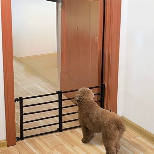 barriere chien noire sans perçage bloquant l’accès à un couloir en toute sécurité
