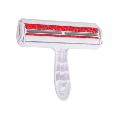Un brosse anti-poils adhésifs pour chien et chat couleur rouge réutilisable lavable avec un poigné ergonomique