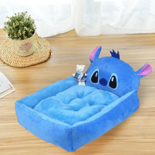 Lit canin douillet type canapé lit pour chien en peluche bleu