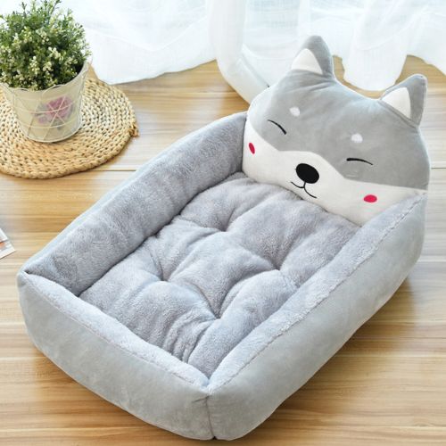 Canapé lit pour chien gris design original avec oreilles et visage de chat 