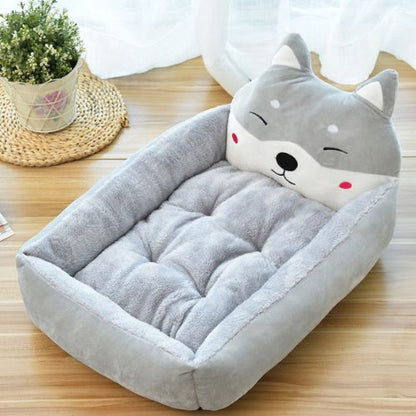 Canapé lit pour chien gris design original avec oreilles et visage de chat 