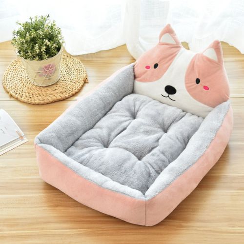 Petit canapé lit pour chien confortable avec dossier décoratif chat couleur rose