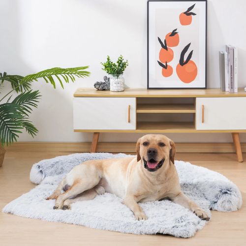 Coussin pour chien design gris clair déhoussable offrant confort et élégance dans le salon