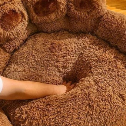 coussin-pour-chien-moelleux-nid-douillet-rassurant-reposant-coussin-pour-chat-chien-douillet-moelleux-confortable-molletonné-apaisant-antistress-antidérapant-imperméable-nid-chaud-petit-moyen-grand-taille-design-original-forme-patte-ours