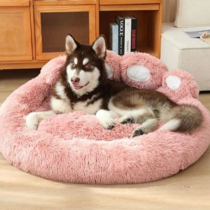 coussin-pour-chien-rose-douillet-moelleux-confortable-molletonné-apaisant-antistress-antidérapant-imperméable-nid-chaud-petit-moyen-grand-taille-design-original-forme-patte-ours
