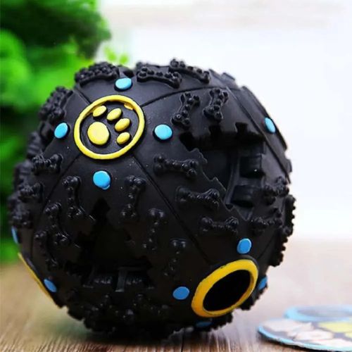 Jouet pour chien interactif noir avec picots dentaires et distributeur de friandises
