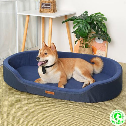 lit-pour-chien-XXL-bleu-large-orthopedique-impermeable-antiderapant-elegant-style-durable