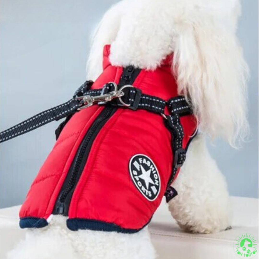 manteau-pour-chien-avec-harnais-integre-rouge