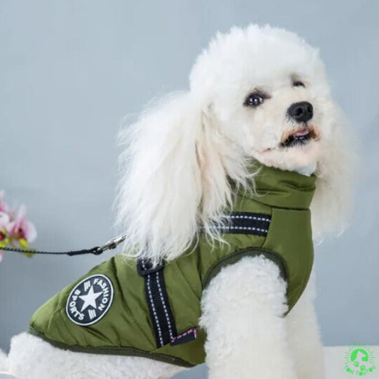 manteau-pour-chien-avec-harnais-integre-vert