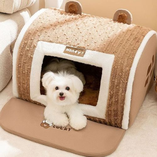 Niche chien interieur douillette, idéale pour le confort et le sommeil des petits chiens