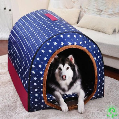 niche-d-interieur-pour-chien-bleu-pointille