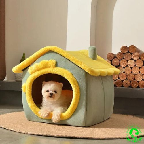 niche-d-interieur-pour-chien-douillet-confortable-vert