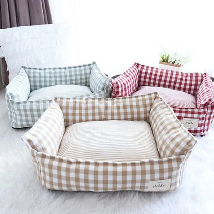 Panier Pour Chien En Tissu Vichy
