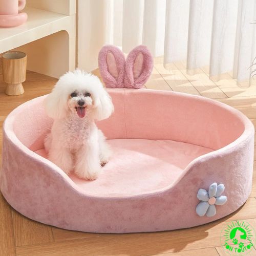 panier-pour-chien-rose-anti-stress-moelleux-amovible-lavable-tissu-doux