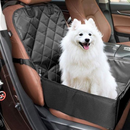 Chien assis dans un siège auto chien adapté aux petits et moyens gabarits