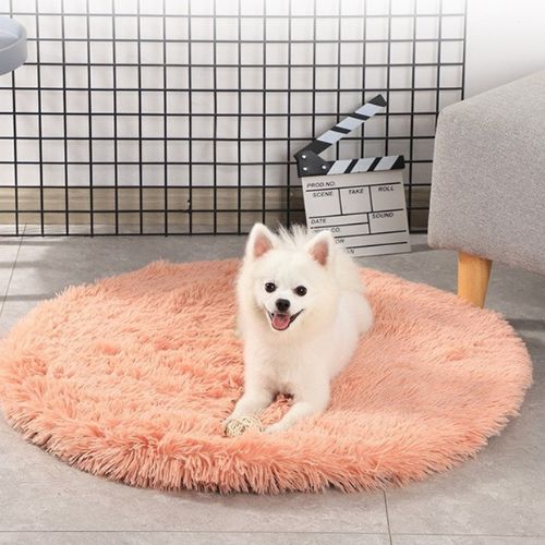 tapis pour chien petit taille blanc ronde doux peluche long rose couchage douillet